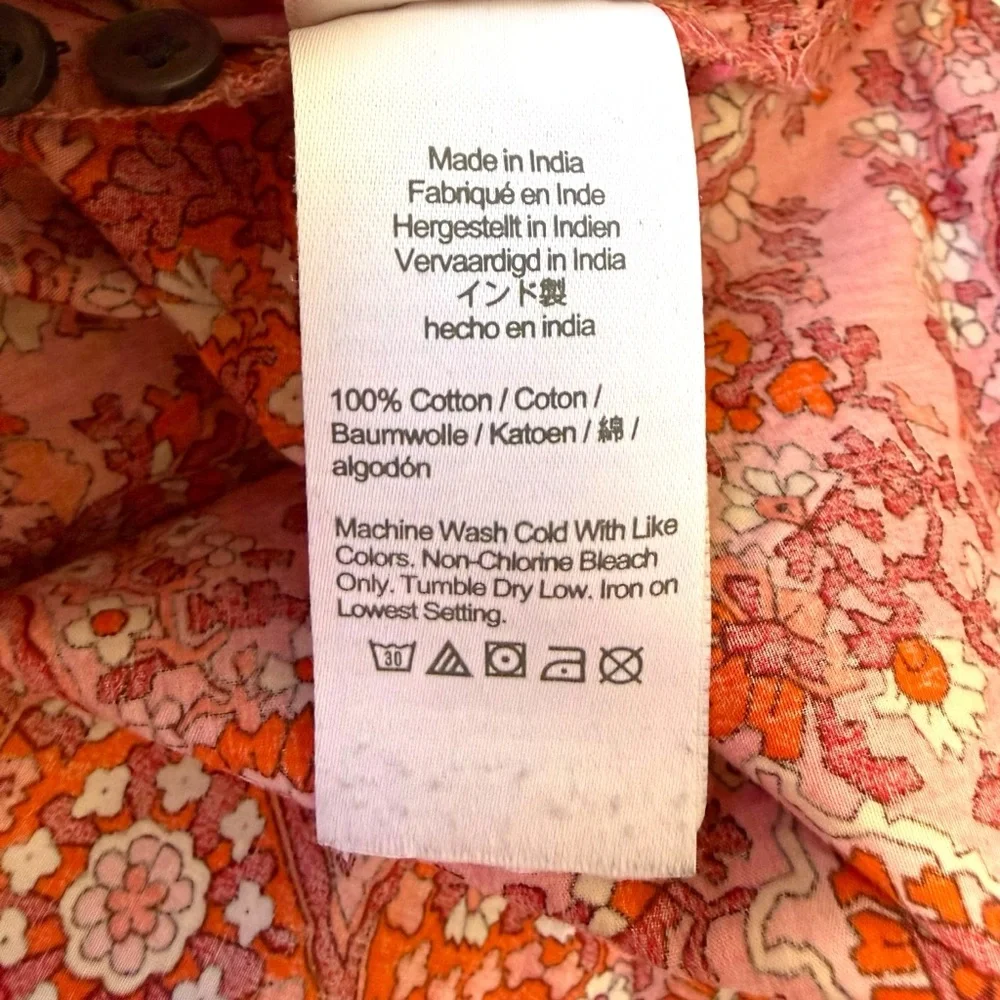 J. Crew Puff Sleeve Top Blouse Oversized Paisley Print Pink Women Size XL Ruffle - Picture 12 of 13